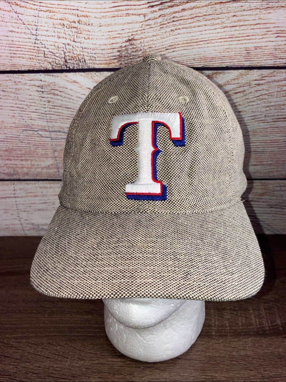 Rare Beige Baseball Cap with Embroidered 'T' Texas Rangers Genuine Merchandise